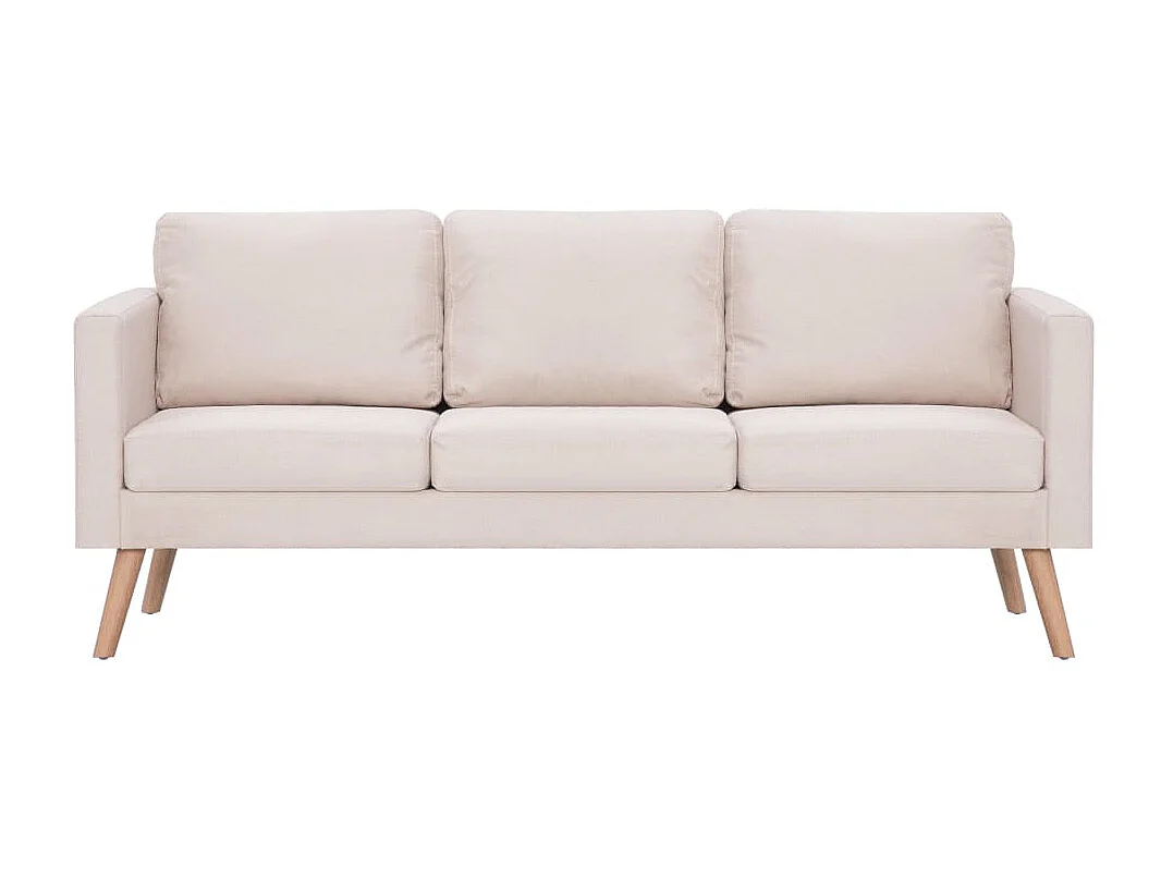 3-Sitzer-Sofa | Wohnzimmersofa Stoff Cremeweiß -gkd484991