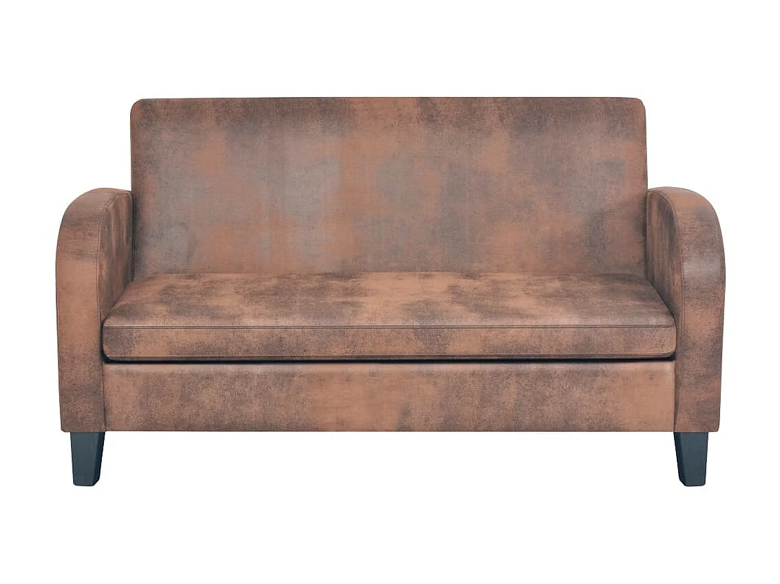 Sofá de 2 plazas con reposabrazos de ante sintético marrón PWFG90456