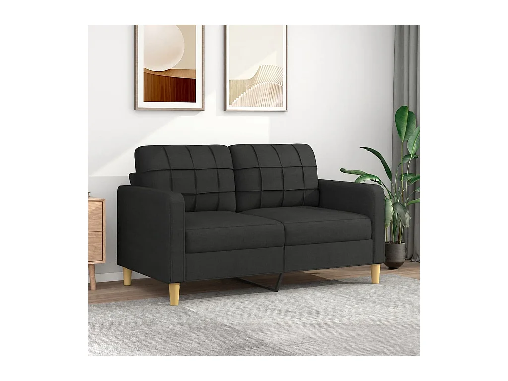 Canapé à 2 places Noir 140 cm Tissu OID4511