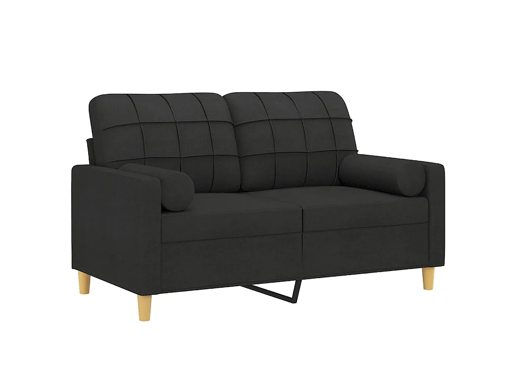 Canapé à 2 places avec oreillers décoratifs noir 120 cm tissu OID4575