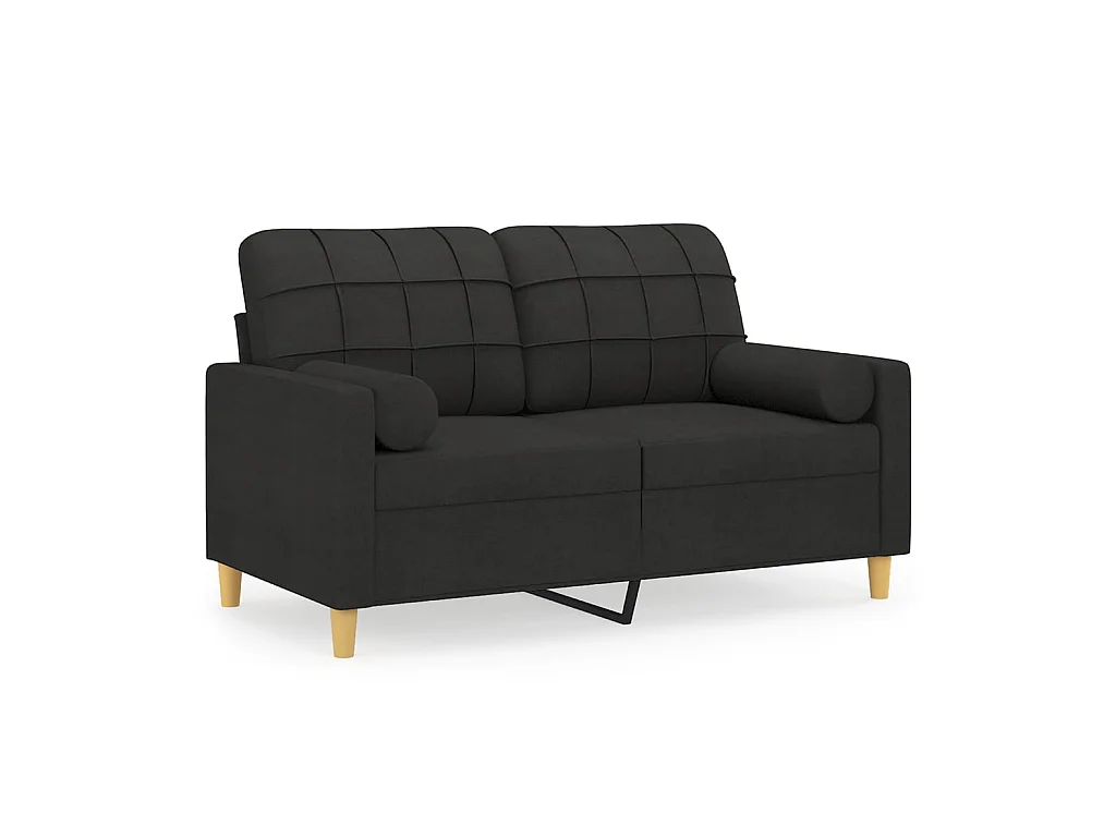 2-Sitzer-Sofa | Wohnzimmersofa mit Zierkissen Schwarz 120 cm Stoff -gkd771515
