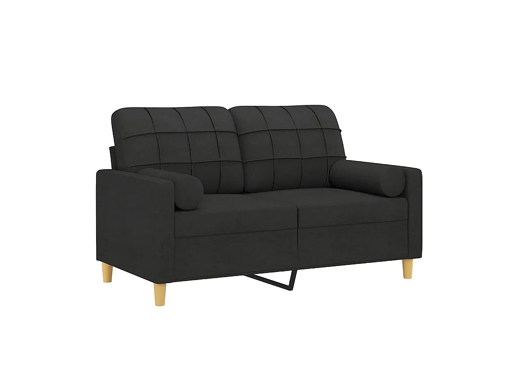 2-Sitzer-Sofa | Wohnzimmersofa mit Zierkissen Schwarz 120 cm Stoff -gkd771515