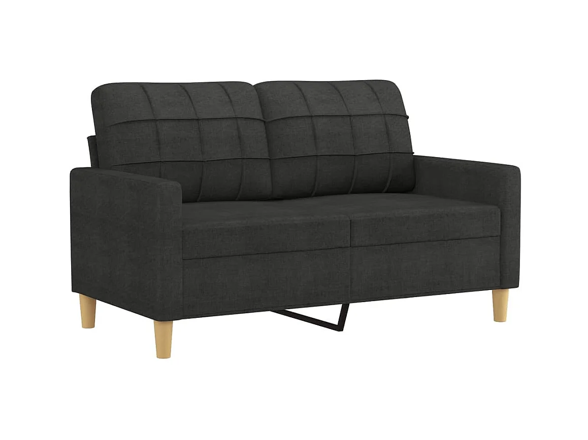 2-Sitzer-Sofa | Wohnzimmersofa mit Zierkissen Schwarz 120 cm Stoff -gkd771515