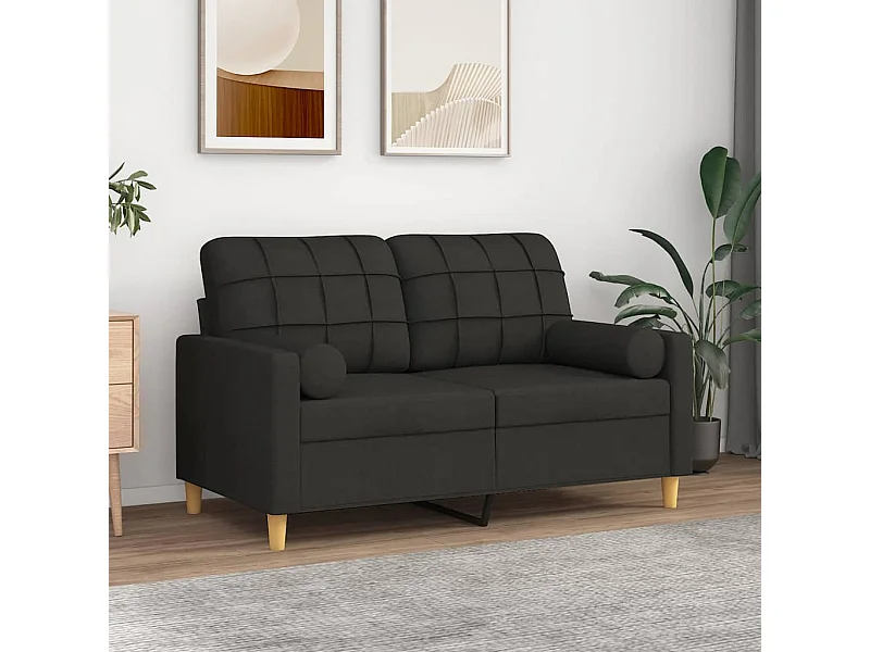 2-Sitzer-Sofa | Wohnzimmersofa mit Zierkissen Schwarz 120 cm Stoff -gkd771515