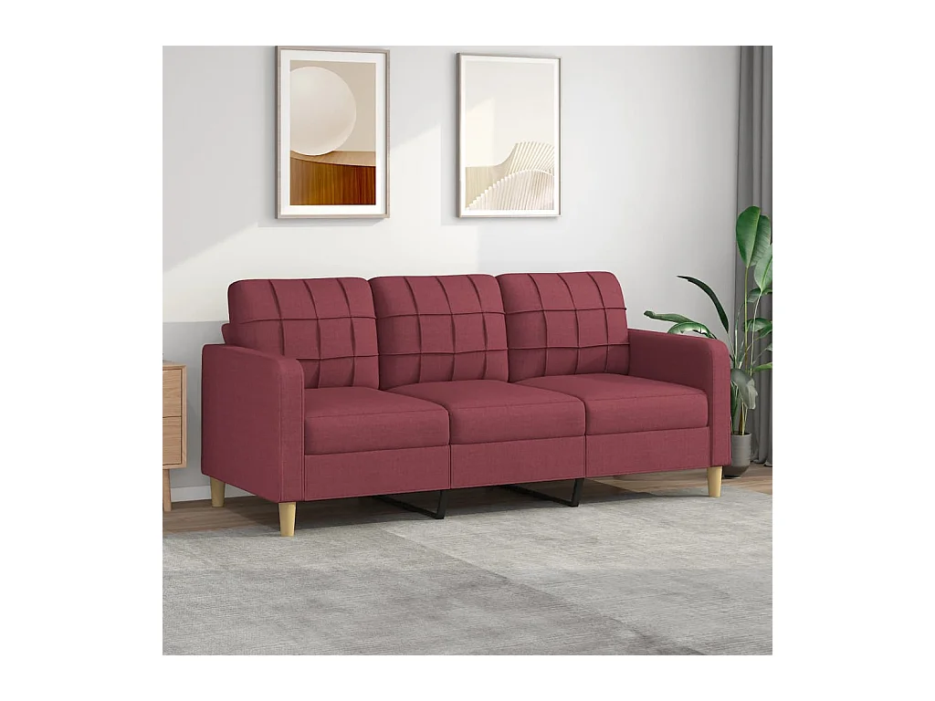 Canapé à 3 places Rouge bordeaux 180 cm Tissu OID3613
