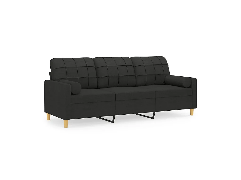 3-Sitzer-Sofa | Wohnzimmersofa mit Zierkissen Schwarz 180 cm Stoff -gkd563623