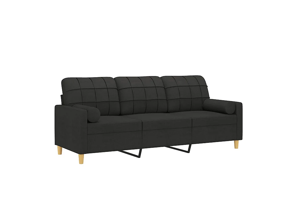 3-Sitzer-Sofa | Wohnzimmersofa mit Zierkissen Schwarz 180 cm Stoff -gkd563623