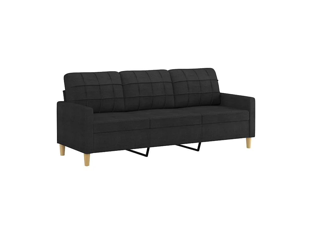 3-Sitzer-Sofa | Wohnzimmersofa mit Zierkissen Schwarz 180 cm Stoff -gkd563623