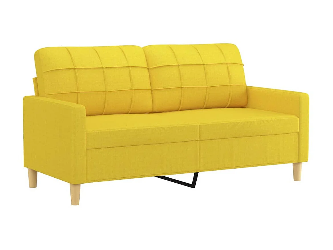 Canapé à 2 places avec oreillers jaune clair 140 cm tissu OID3887