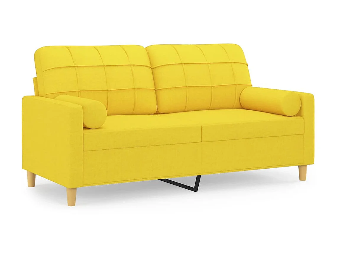 Canapé à 2 places avec oreillers jaune clair 140 cm tissu OID3887