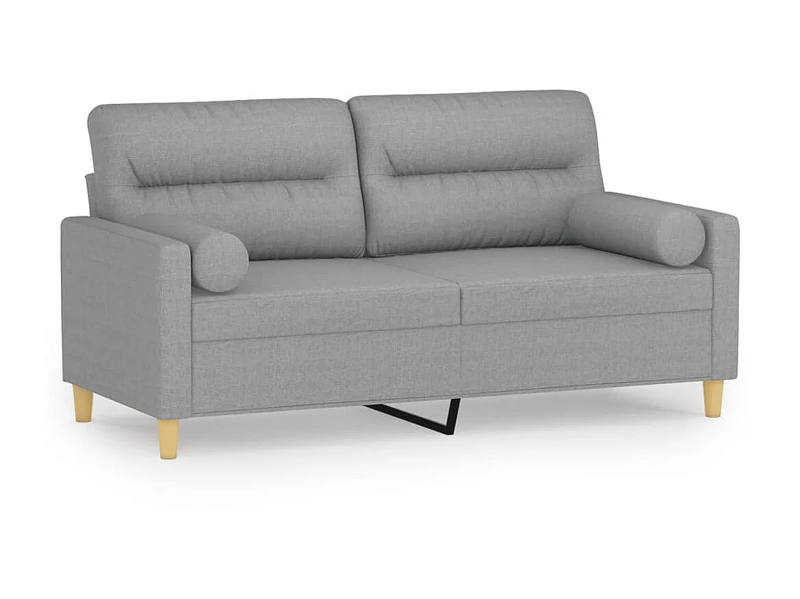 Canapé à 2 places avec oreillers gris clair 140 cm tissu OLA5718