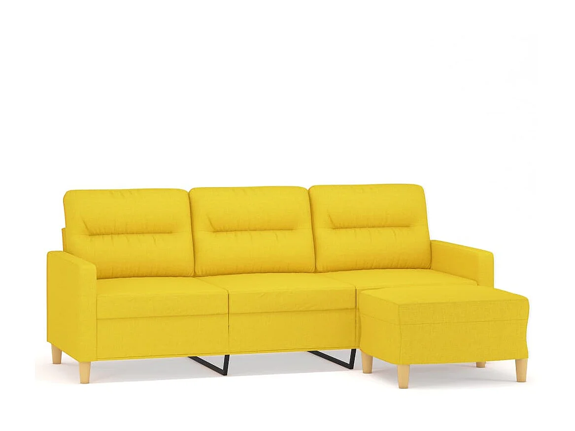 Canapé à 3 places avec repose-pieds Jaune clair 180 cm Tissu OLA6817