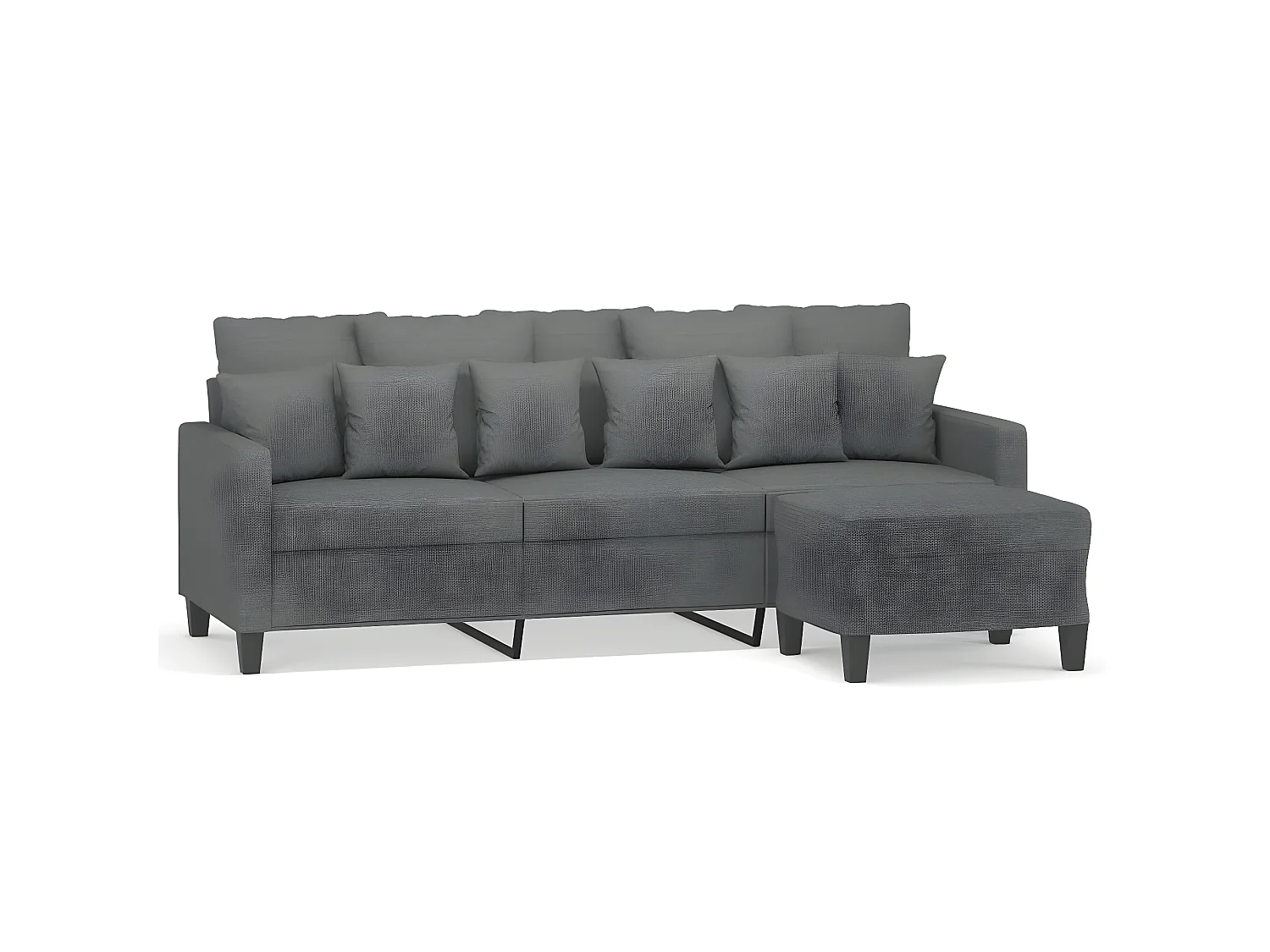 Canapé à 3 places avec repose-pieds Gris foncé 180 cm Tissu LODW22283