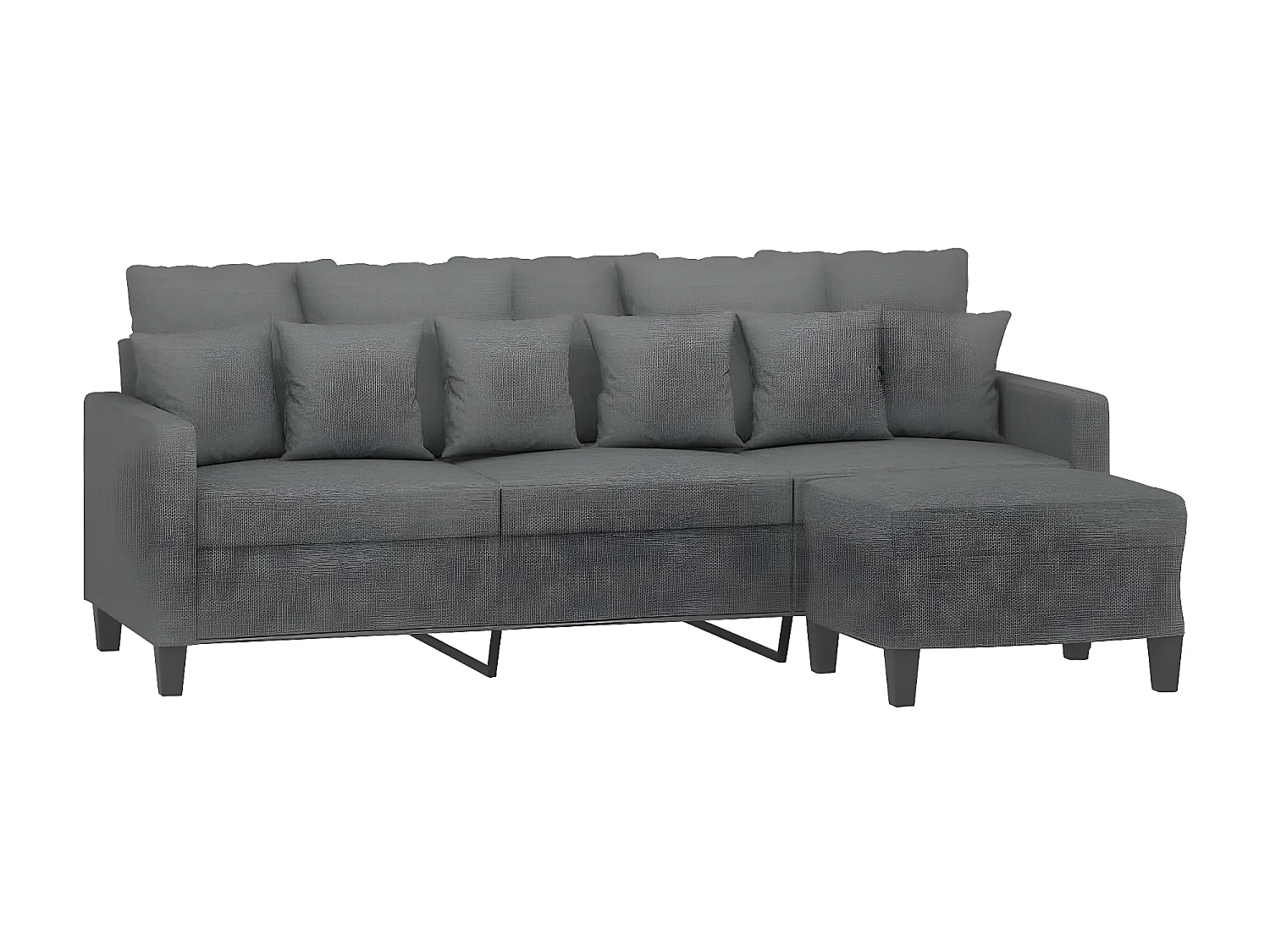 Canapé à 3 places avec repose-pieds Gris foncé 180 cm Tissu LODW22283