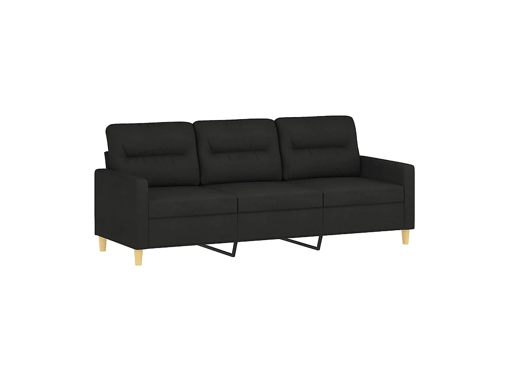 3-Sitzer-Sofa | Wohnzimmersofa mit Hocker Schwarz 180 cm Stoff -gkd929673