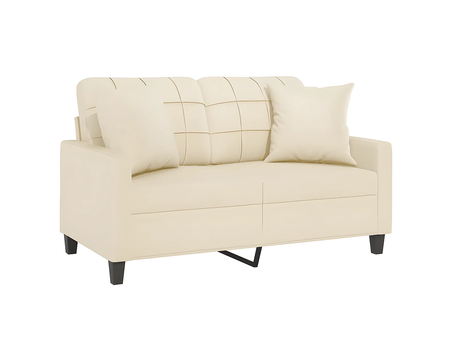 Canapé à 2 places avec oreillers crème 120 cm similicuir OID9794