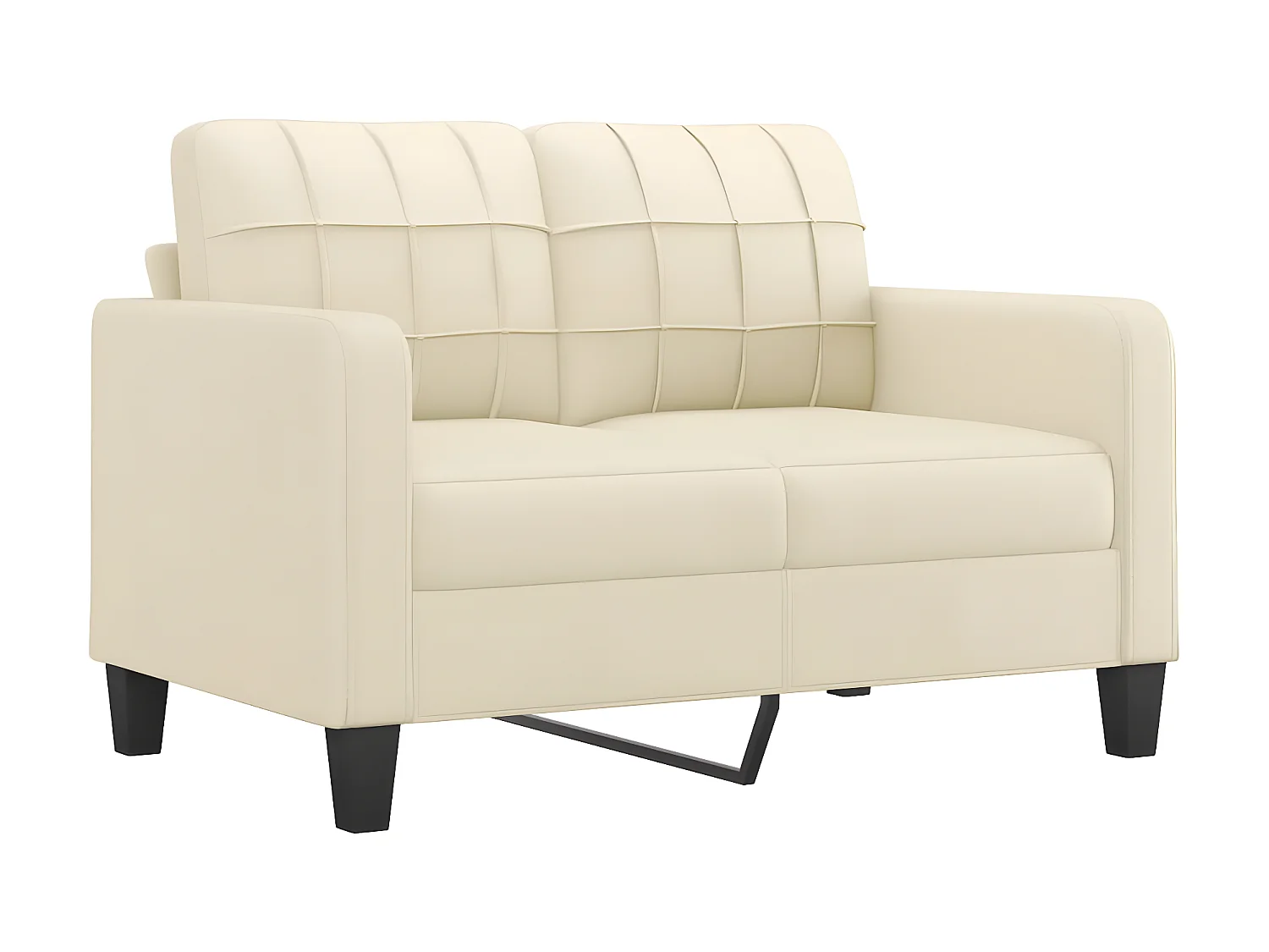 Canapé à 2 places avec oreillers crème 120 cm similicuir OID9794