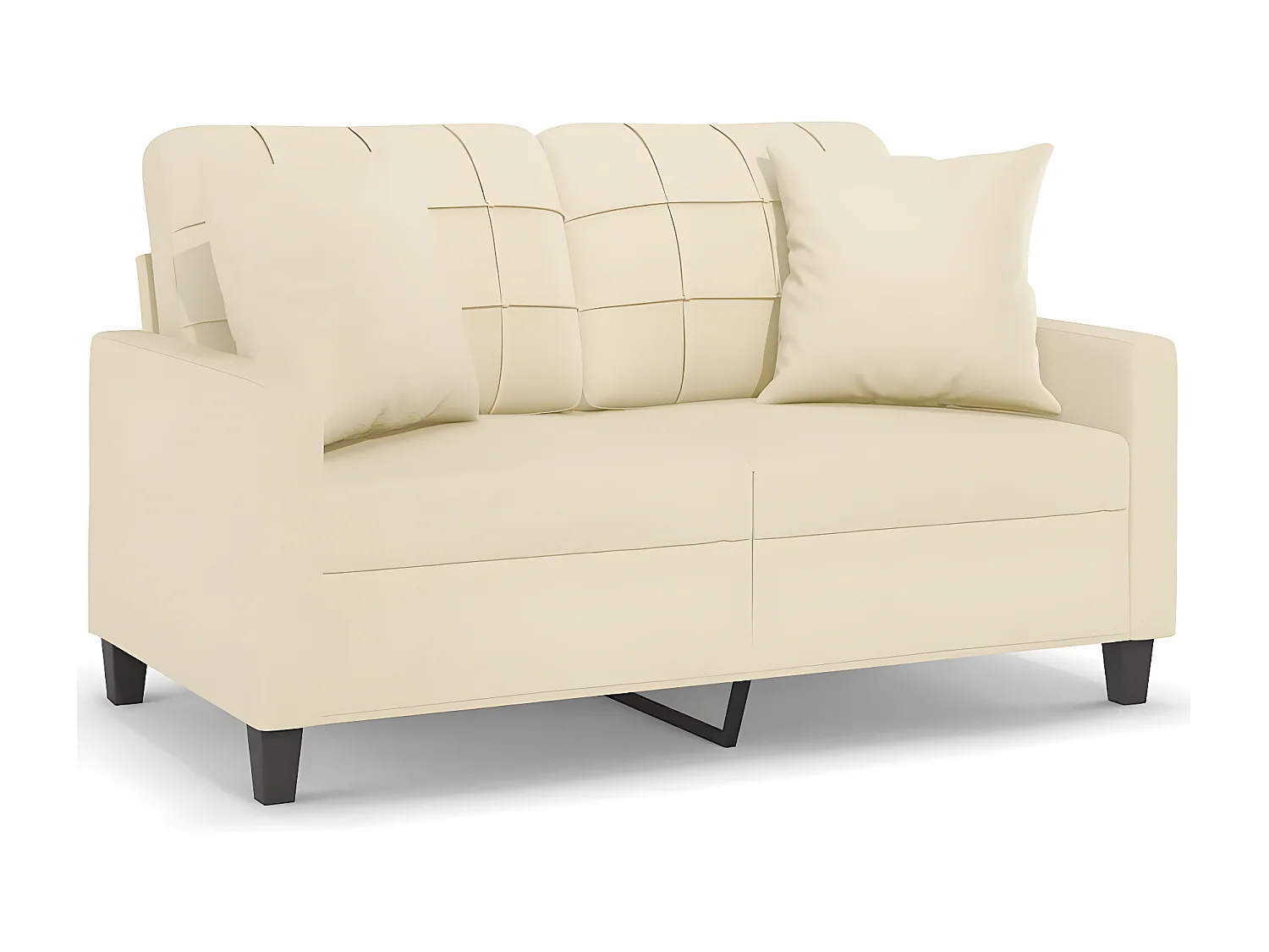 Canapé à 2 places avec oreillers crème 120 cm similicuir OID9794