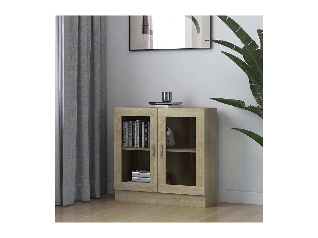 Vitrine Chêne sonoma 82,5x30,5x80 cm Aggloméré OFR36800 BonneVie Meuble