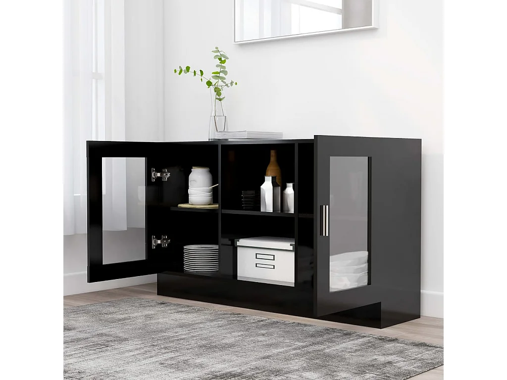 Vitrina de madera contrachapada negro 120x30,5x70 cm ES904203