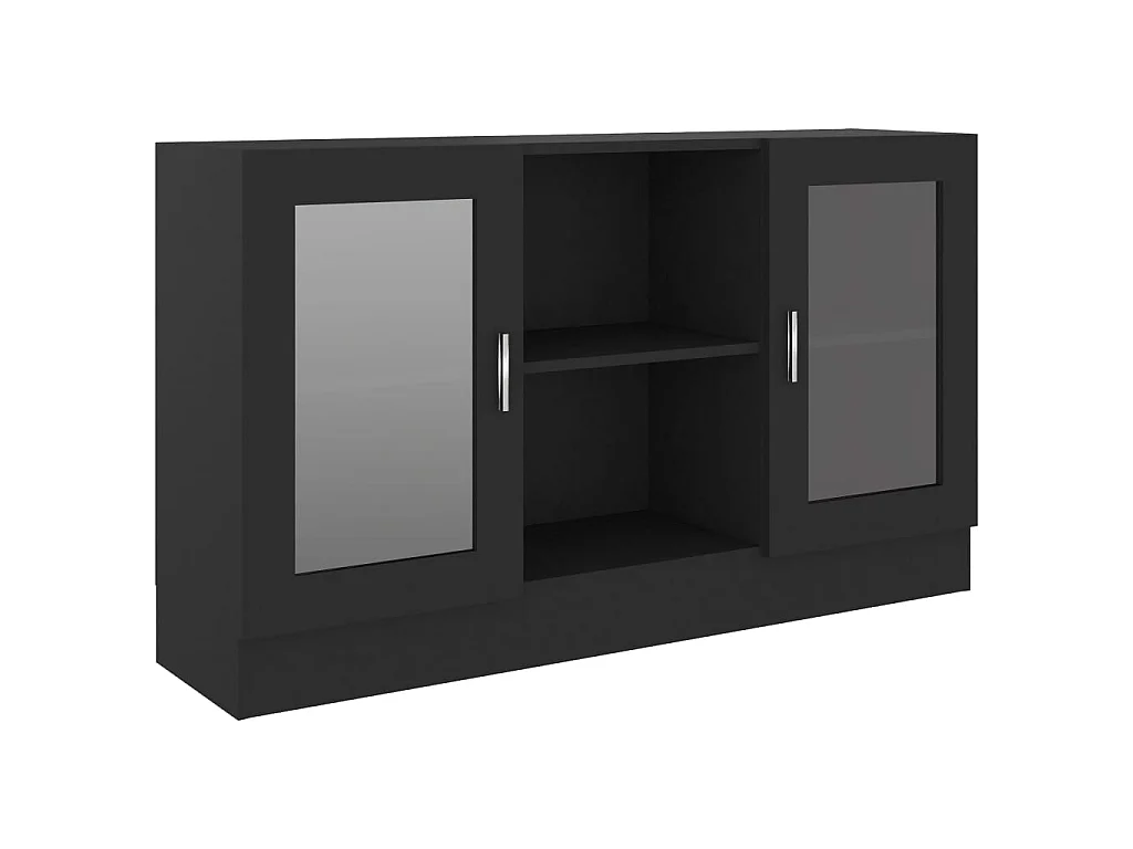 Vitrine Noir 120x30,5x70 cm Aggloméré OFR39437 BonneVie Meuble