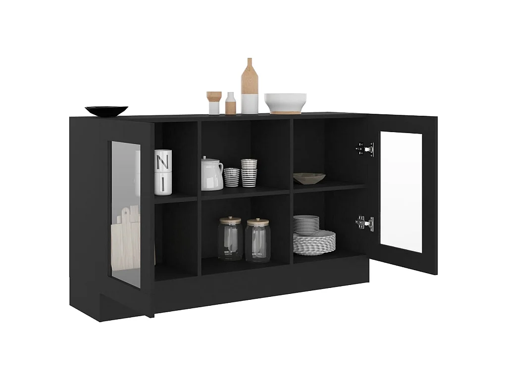 Vitrine Noir 120x30,5x70 cm Aggloméré OFR39437 BonneVie Meuble