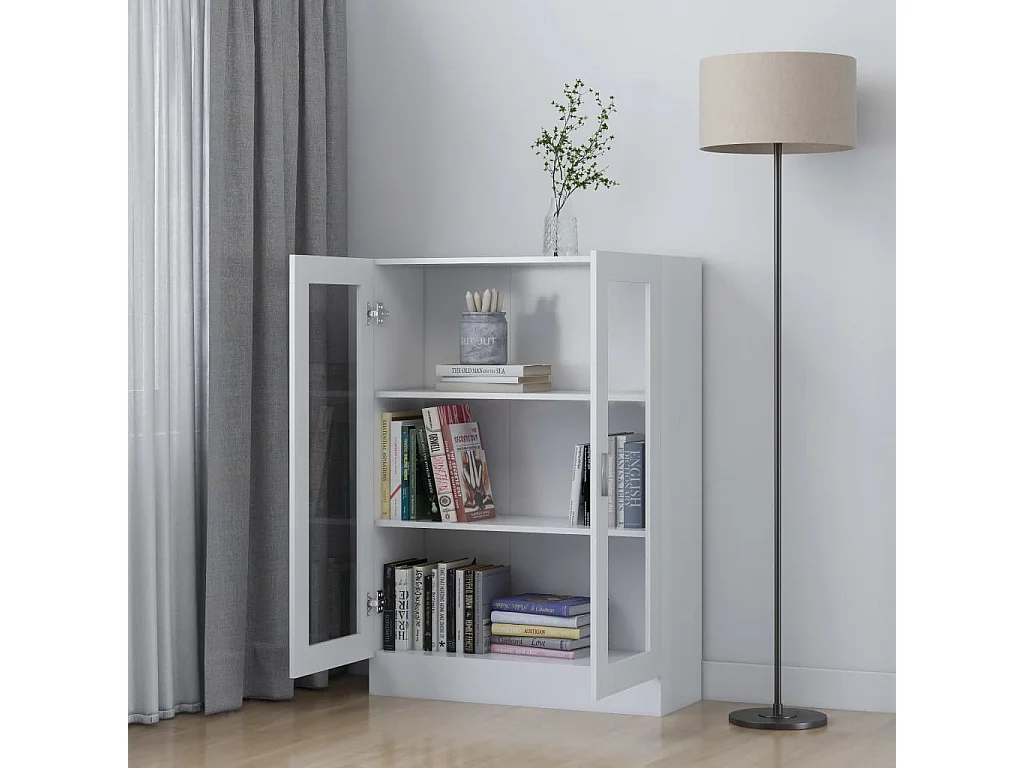 Armário vitrine 82,5x30,5x115 cm derivados de madeira branco PT570482