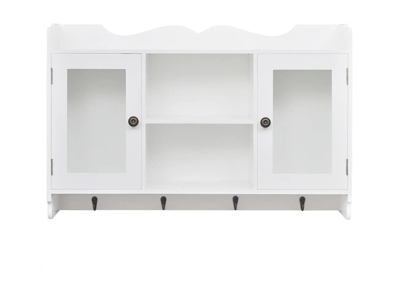 Armoire murale avec étagère de Livre / DVD / Verre en MDF Blanc OFR85300 BonneVie Meuble