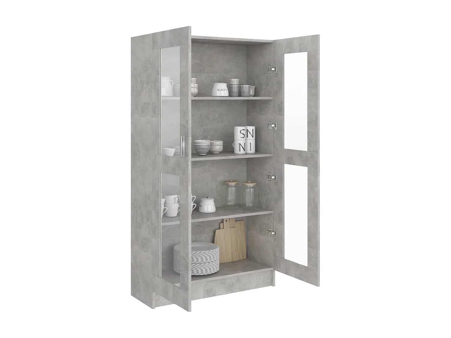 Vitrine Gris béton 82,5x30,5x150 cm Aggloméré OFR11192 BonneVie Meuble