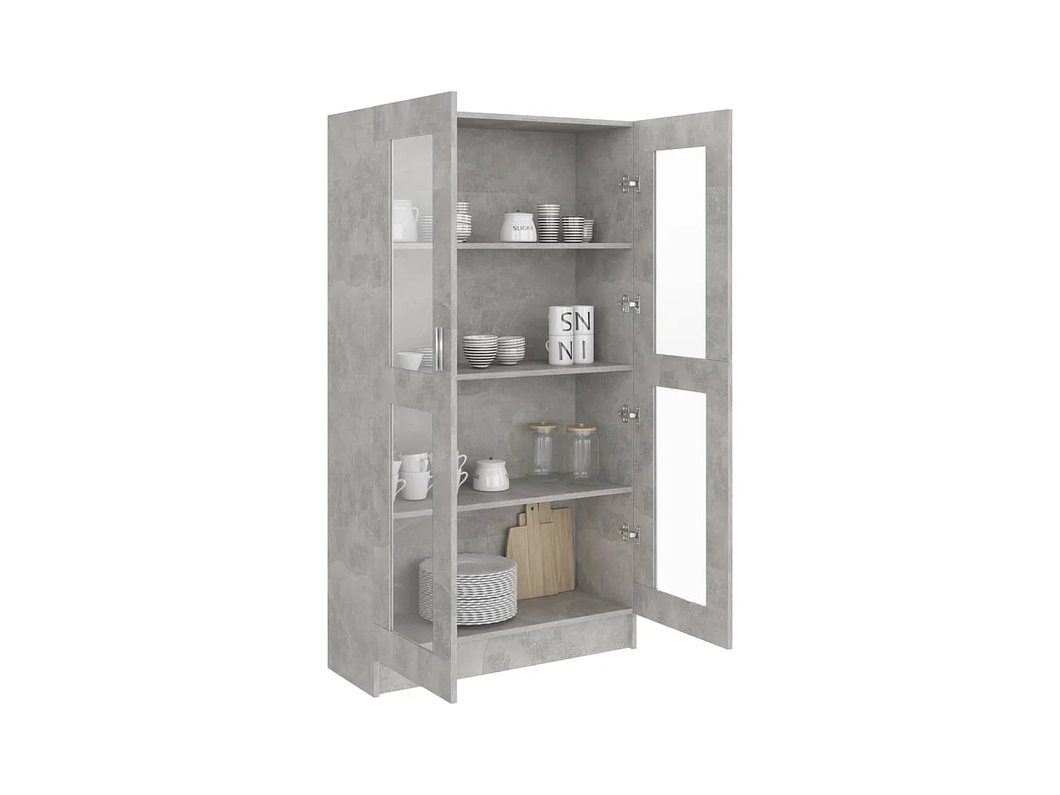 Vitrine Gris béton 82,5x30,5x150 cm Aggloméré OFR11192 BonneVie Meuble