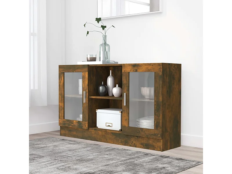 Vitrine 120x30,5x70 cm derivados de madeira carvalho fumado PT189152