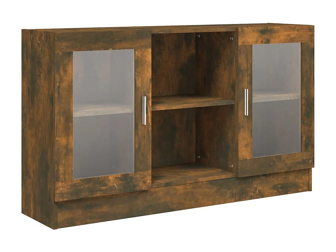 Vitrine Chêne fumé 120x30,5x70 cm Bois d'ingénierie OFR26966 BonneVie Meuble