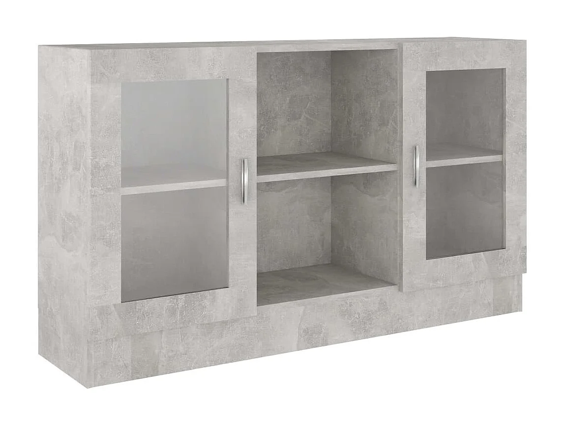 Vitrine Gris béton 120x30,5x70 cm Aggloméré OFR62392 BonneVie Meuble