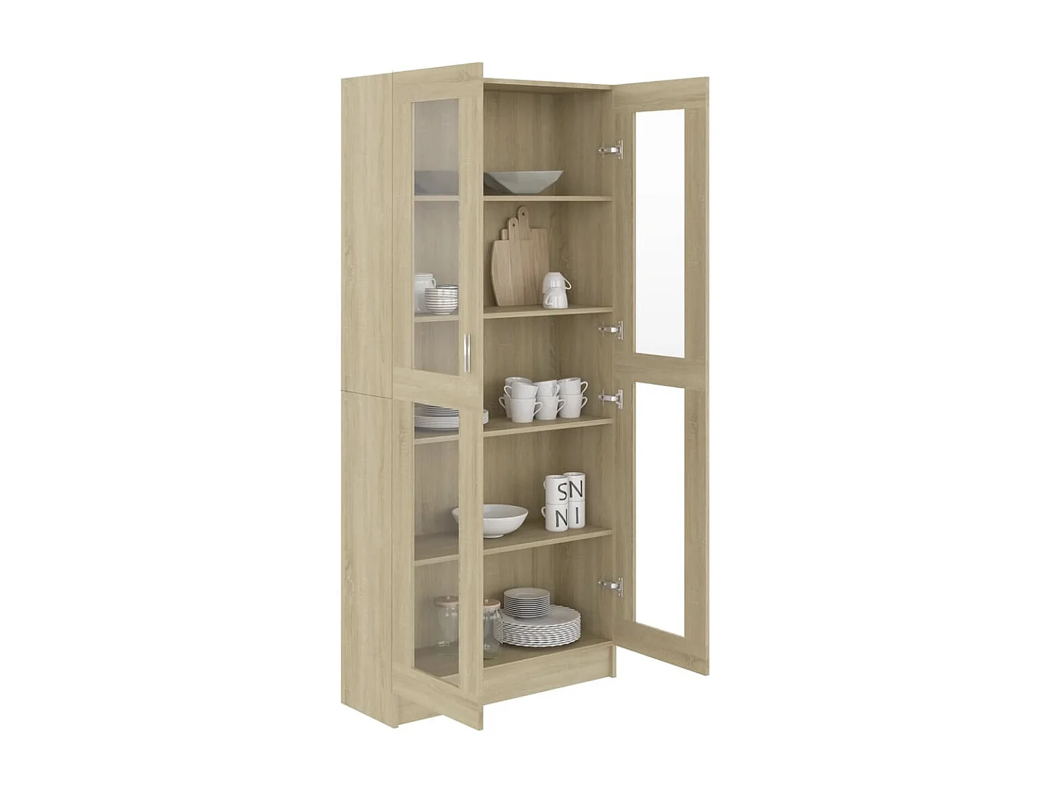 Vitrine Chêne sonoma 82,5x30,5x185,5 cm Aggloméré OFR10385 BonneVie Meuble