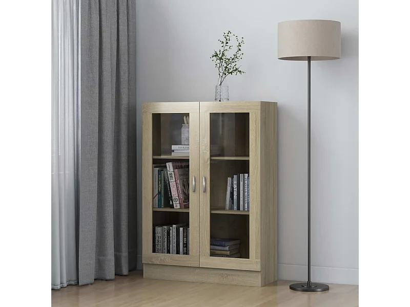 Vitrine Chêne sonoma 82,5x30,5x115 cm Aggloméré OFR19339 BonneVie Meuble