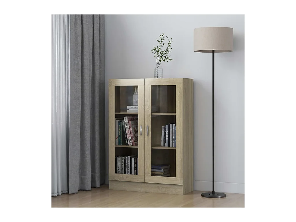 Vitrine Chêne sonoma 82,5x30,5x115 cm Aggloméré OFR19339 BonneVie Meuble