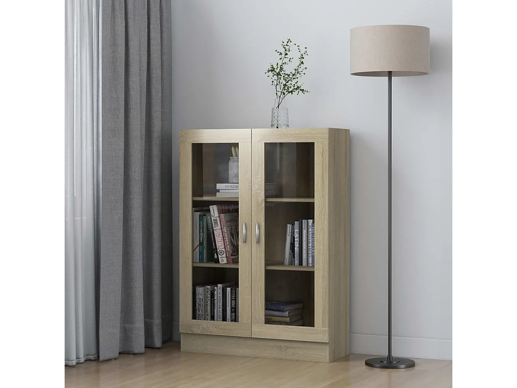 Vitrine Chêne sonoma 82,5x30,5x115 cm Aggloméré OFR19339 BonneVie Meuble
