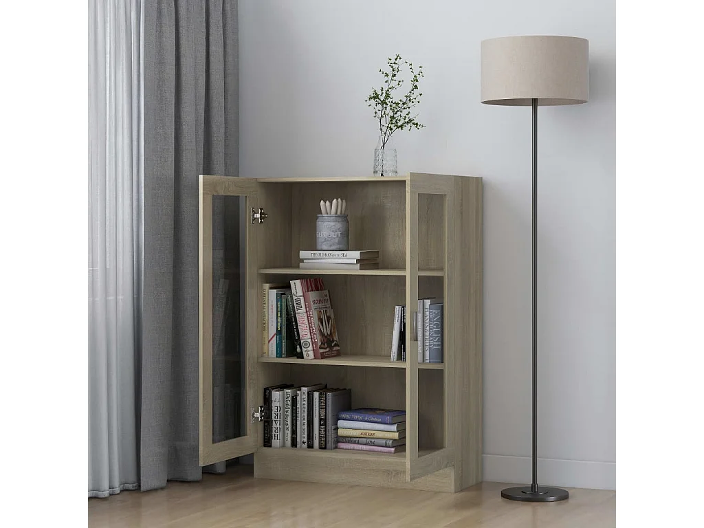 Vitrine Chêne sonoma 82,5x30,5x115 cm Aggloméré OFR19339 BonneVie Meuble