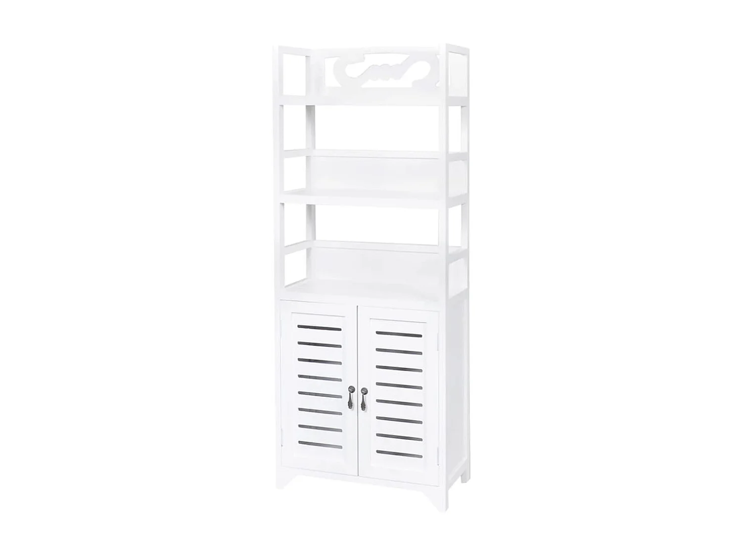 Vitrine Blanc 46x24x140 cm Bois de Paulownia solide OFR11932 BonneVie Meuble