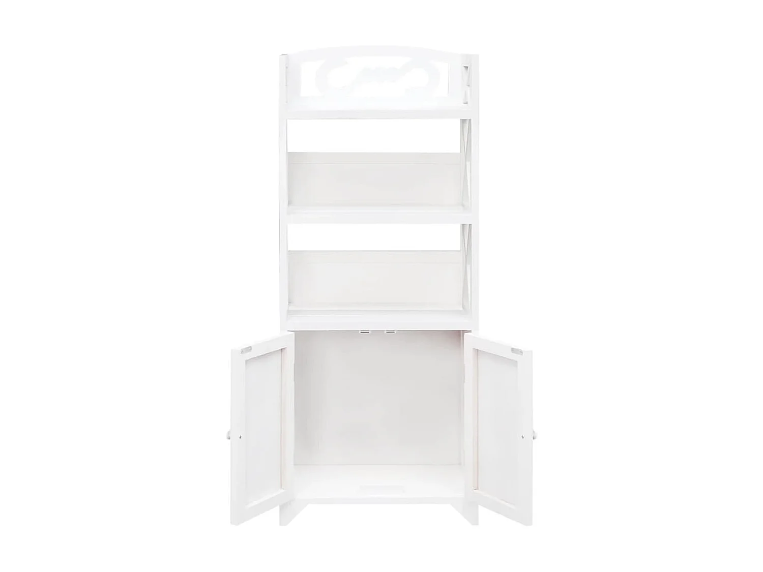 Vitrine Blanc 46x24x140 cm Bois de Paulownia solide OFR11932 BonneVie Meuble