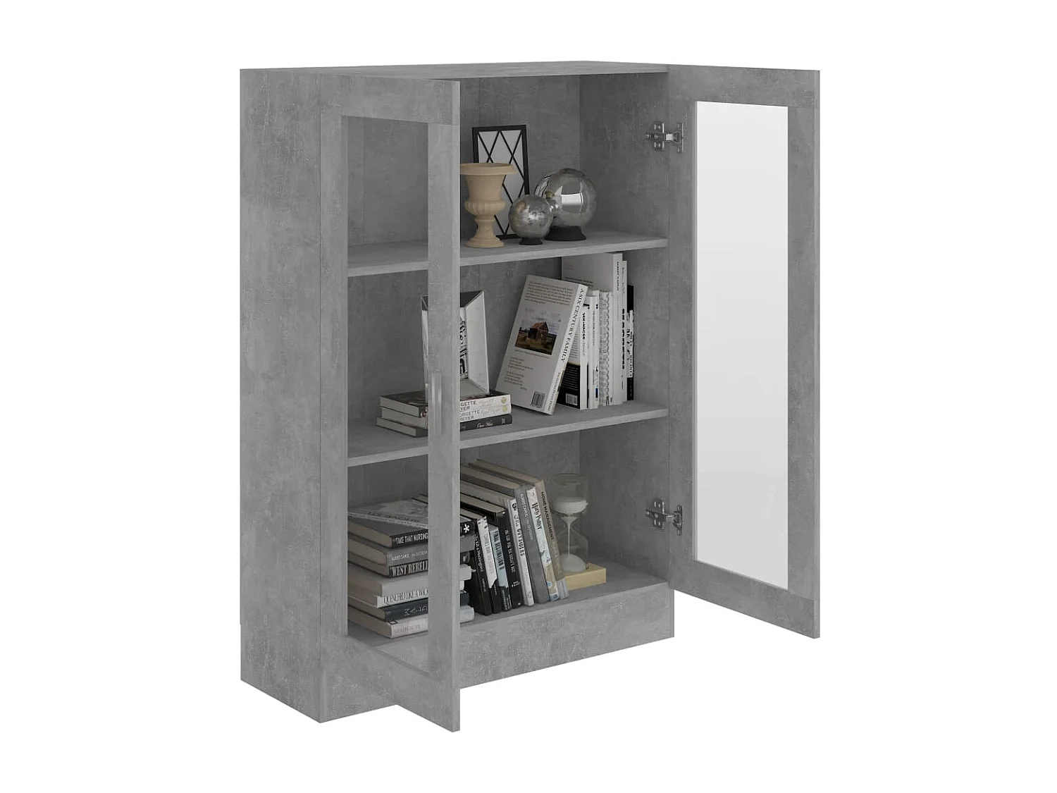 Vitrine Gris béton 82,5x30,5x115 cm Aggloméré OFR63161 BonneVie Meuble