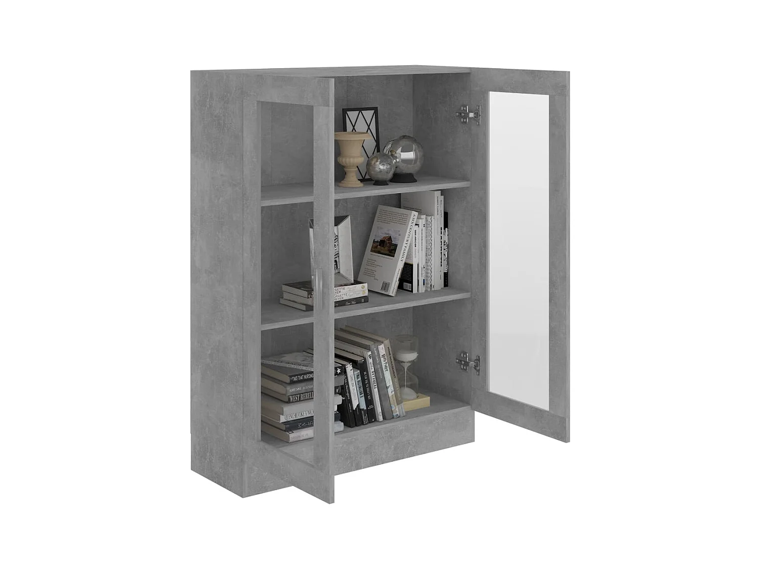Vitrine Gris béton 82,5x30,5x115 cm Aggloméré OFR63161 BonneVie Meuble