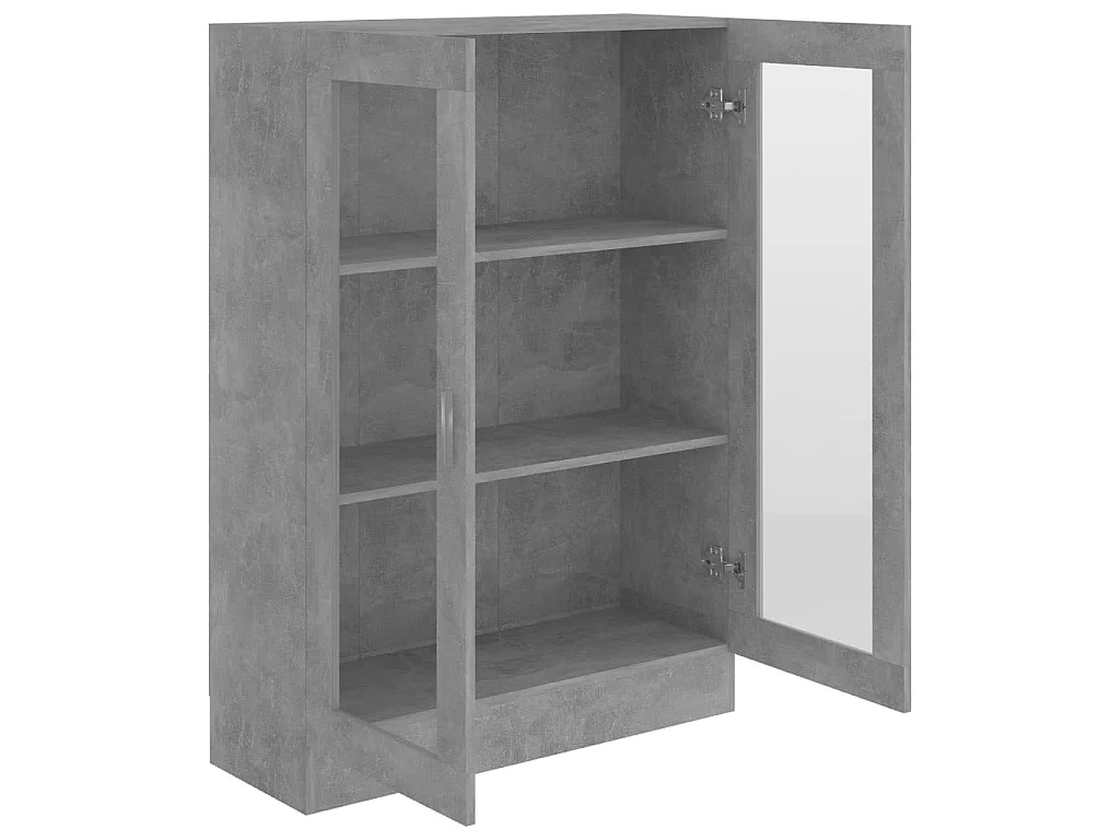 Vitrine Gris béton 82,5x30,5x115 cm Aggloméré OFR63161 BonneVie Meuble