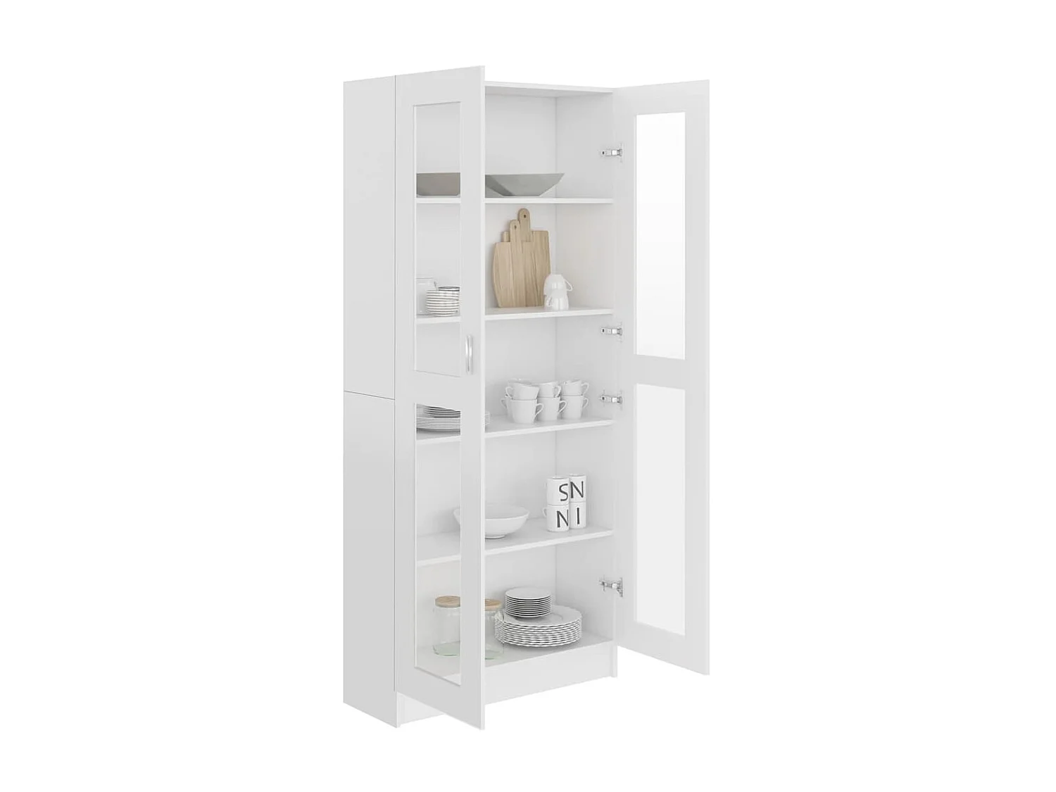 Armário vitrine 82,5x30,5x185,5cm derivados de madeira branco PT686482