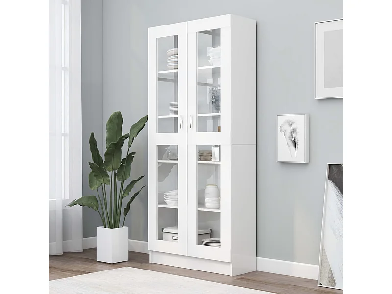 Armário vitrine 82,5x30,5x185,5cm derivados de madeira branco PT686482