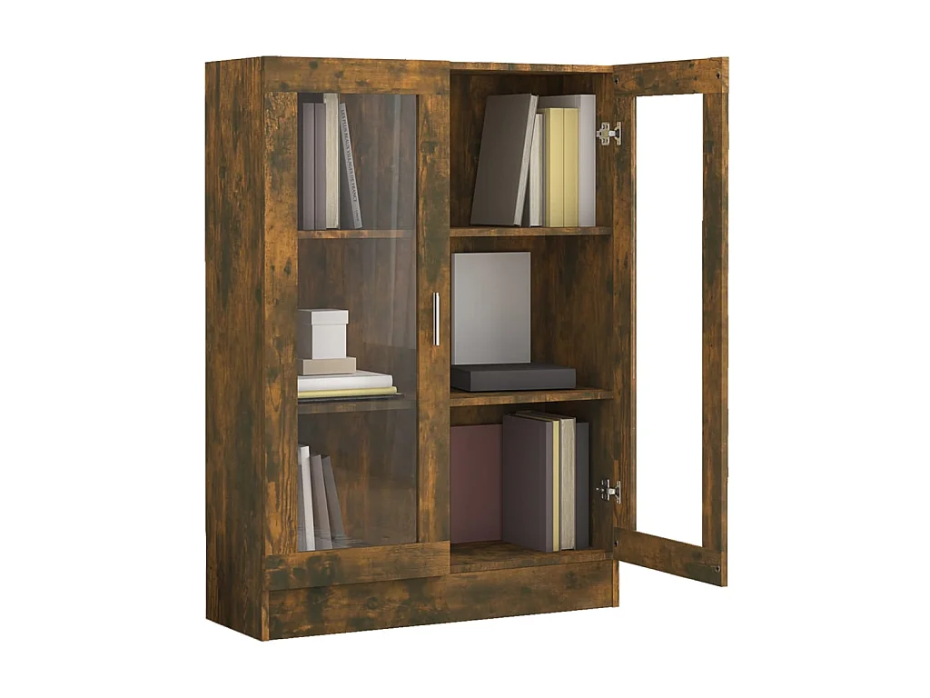 Vitrine Chêne fumé 82,5x30,5x115 cm Bois d'ingénierie OFR92587 BonneVie Meuble