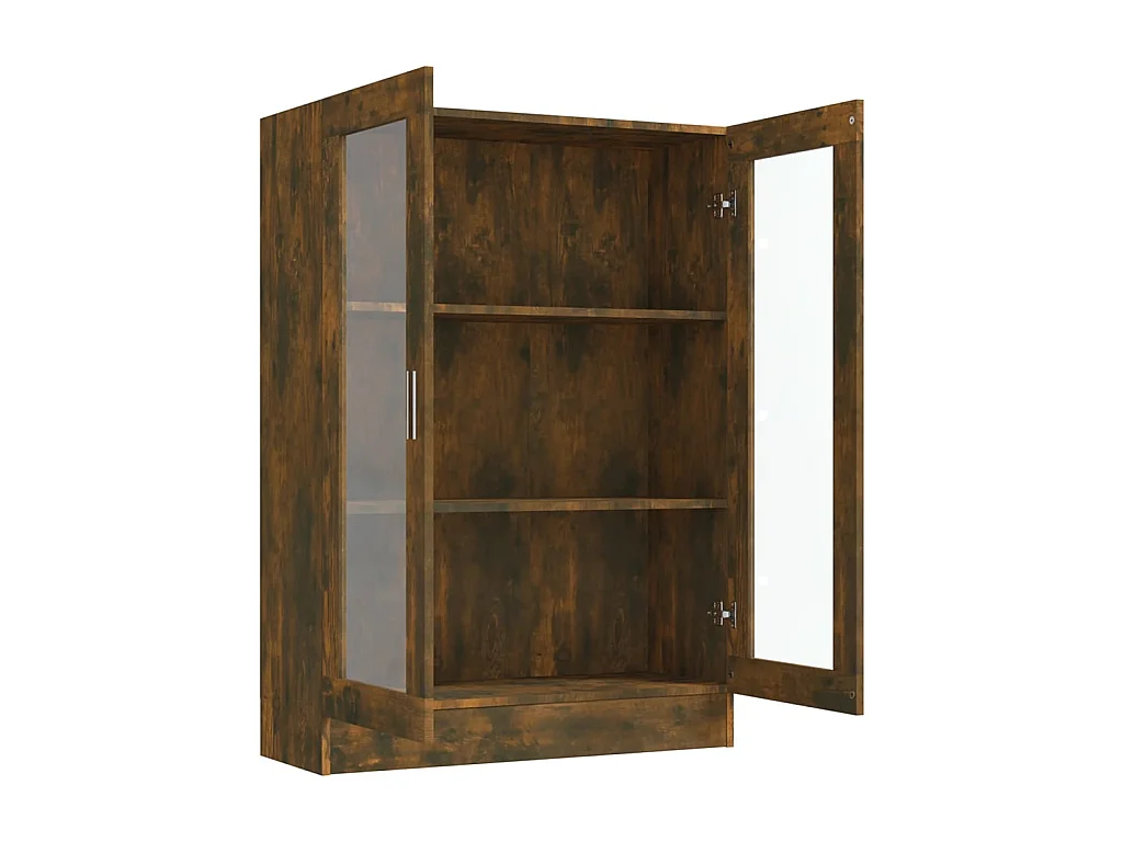 Vitrine Chêne fumé 82,5x30,5x115 cm Bois d'ingénierie OFR92587 BonneVie Meuble