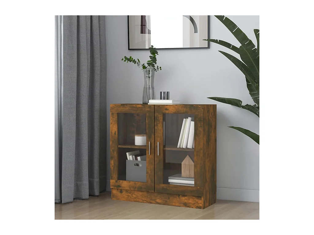 Vitrine Chêne fumé 82,5x30,5x80 cm Bois d'ingénierie OFR68589 BonneVie Meuble
