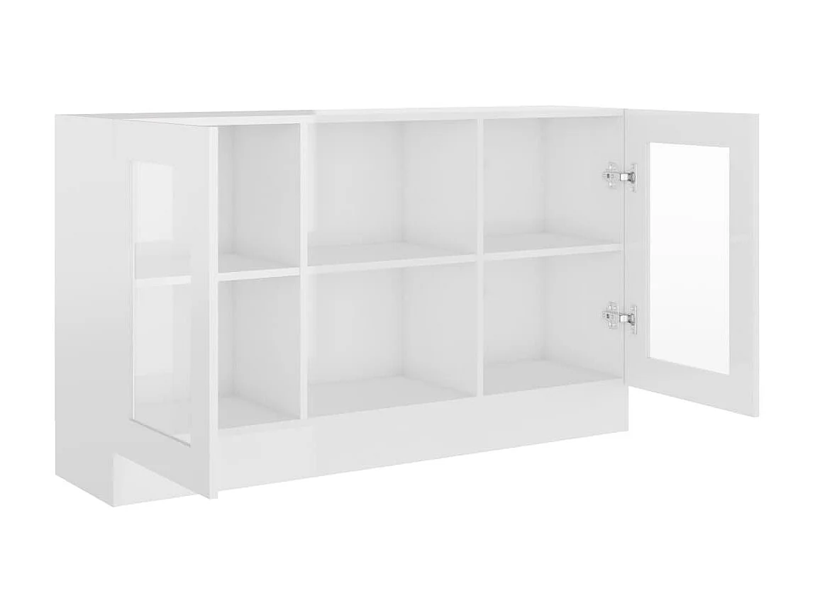 Vitrine Blanc brillant 120x30,5x70 cm Aggloméré OFR85258 BonneVie Meuble