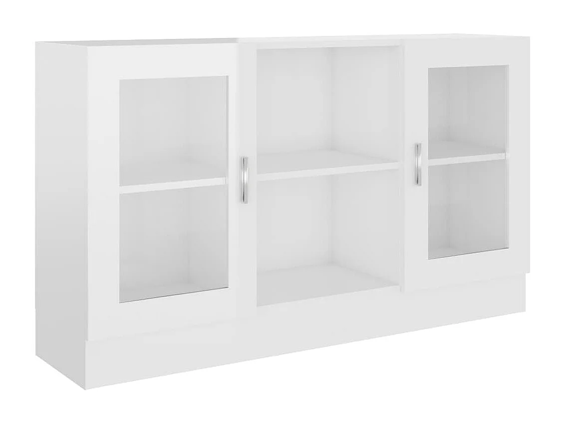 Vitrine Blanc brillant 120x30,5x70 cm Aggloméré OFR85258 BonneVie Meuble